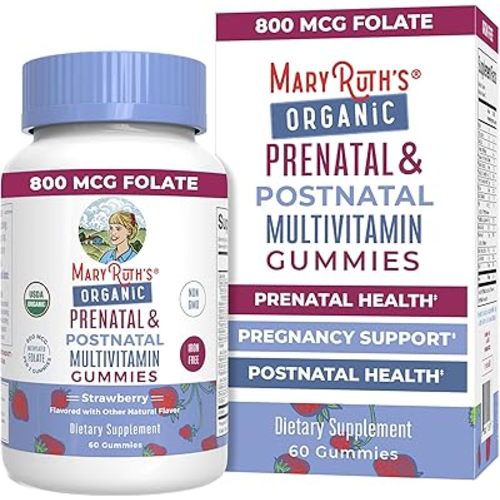 MaryRuth Organics Prenatal Vitamins for Women | USDA Organic Prenatal Gummies | Postnatal Vitamins for Women Breastfeeding | Methylfolate 800 mcg DFE | Iodine | Vegan | Non GMO | 30 Servings