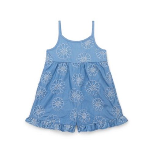 Wonder Nation Toddler Girls Cotton Sleeveless Romper with Ruffle Hem, Sizes 12M-5T