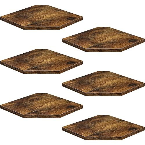 Corner Shelf Wall Mount, Floating Corner Shelves, Set of 6 Corner Wall Shelf Organizer, Rustic Wood Wall Storage Display Shelves for Living Room Bedroom Bathroom Kitchen, Rustic Brown