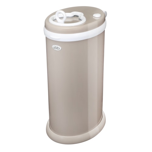 Ubbi Odor Locking Steel Diaper Pail, No Special Bags Required, Baby Registry Must-Have, Taupe