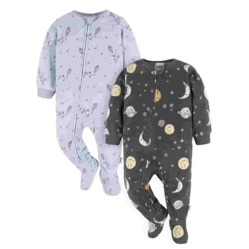 Gerber Baby and Toddler Neutral Microfleece Blanket Sleeper Pajamas, 2-Pack, Sizes 0/3 Months -5T