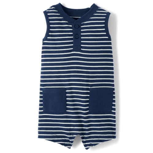 Baby Boys Striped Romper - Blue