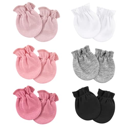 6 Pairs Newborn Baby Mittens No Scratch Elastic Wrist Gloves Soft Infant Baby Mittens for Newborn Baby Boy Girl