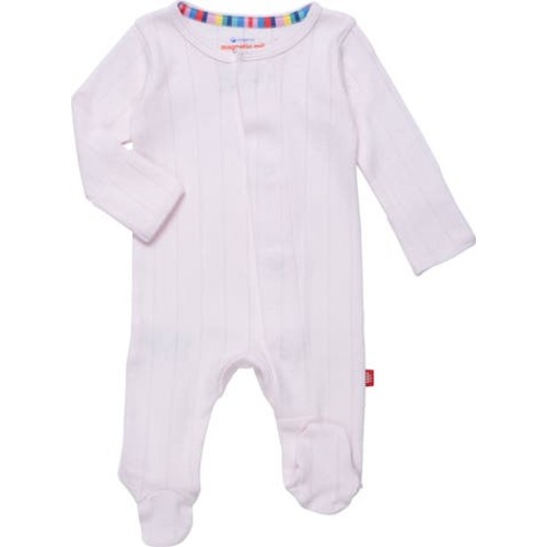 Love Lines Pointelle Magnetic Organic Cotton Footie, 6-9M