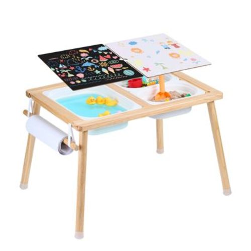 VEVOR Sensory Table for Toddlers, Kids Activity Table with 3 Foldable Storage Bins & Paper Roll Holder, Indoor/Outdoor Play Sand and Water Table