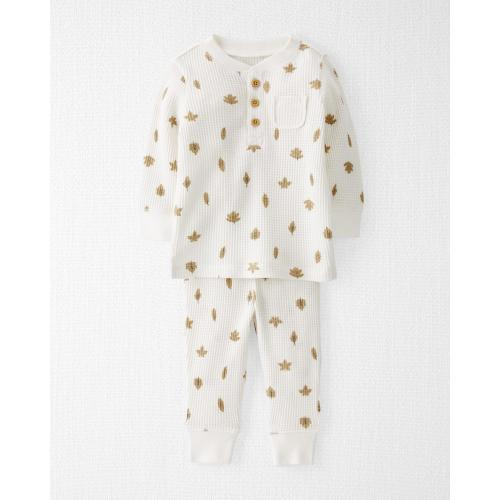 Baby Leaf Print Waffle Knit Play Set Made with Organic Cotton - Style,Ivory