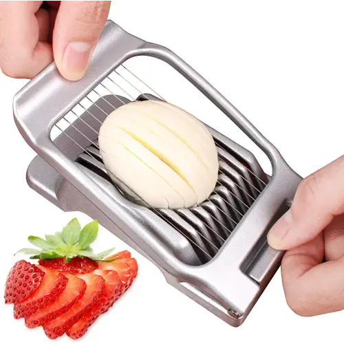 Egg Slicer for Hard Boiled Eggs Egg Cutter Strawberry Slicer Heavy Duty Aluminium Slicer Stainless Steel Wire Multipurpose Egg Slicer Dicer for Soft Fruit Mushroom,Egg Slicer