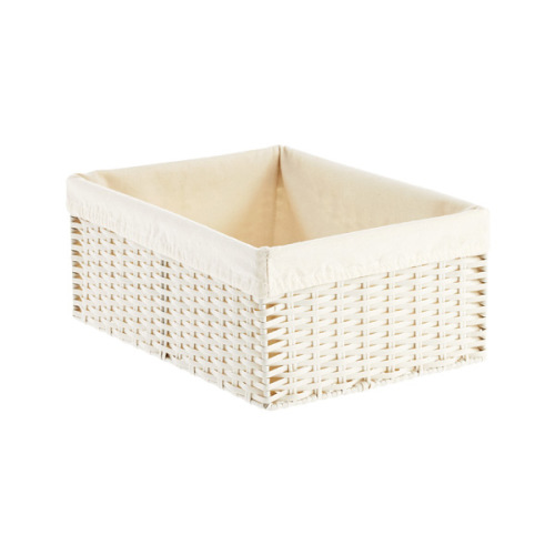 White Montauk Woven Rectangular Storage Bins
