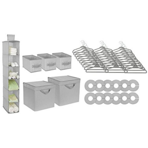 Delta Children Nursery Storage 48 Piece Set, Dove Grey