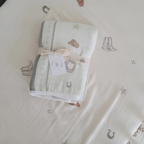 Vintage Country-Cowboy Blanket and Crib Sheet SET