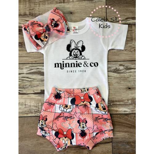 Pink Mouse Baby or Toddler Set / Baby Bummies Biker Shorts / Disney baby Outfit