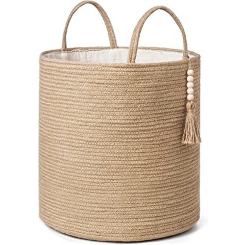 Mkono - Tall Wicker Laundry Basket - Brown