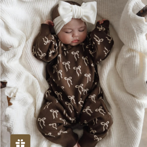 Bow Romper - Bark