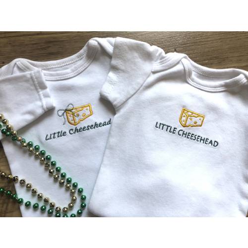 Embroidered Green Bay Packer Baby Bodysuit: Little Cheesehead Gift