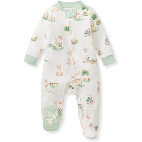 Burt's Bees Baby Boys Sleep and Play PJs, 100% Organic Cotton One-Piece Zip Front Romper Jumpsuit Pajamas