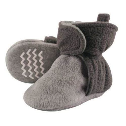 Hudson Baby Infant Baby Cozy Fleece Booties, Charcoal Heather Gray, 0-6 Months