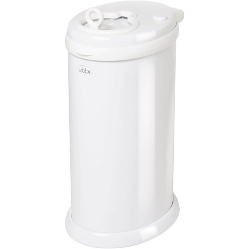 Ubbi Steel Diaper Pail, Odor Locking, No Special Bag Required, Award-Winning, Registry Must-Have, White