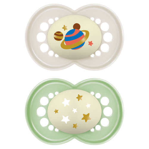 MAM Night Pacifier, 6-16 Months, Unisex, 2 pack