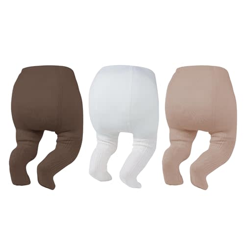 Zando Baby Girl Tights Toddler Cable Knit Tights Cotton Leggings Stockings for Little Girls Pantyhose 3 Pack 0-4T
