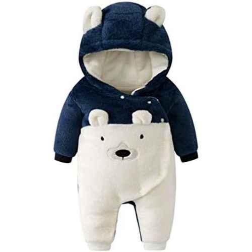 Fairy Baby Newborn Baby Snowsuit Bear Onesie Romper Winter Warm Coat Infant Fleece Footie Jumpsuit for Girls Boys 0-18M