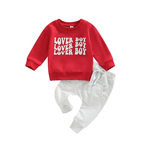 Murnouche Toddler Baby Boy Fall Winter Outfits Letter Crewneck Sweatshirt Casual Pants 2Pcs Clothes Set