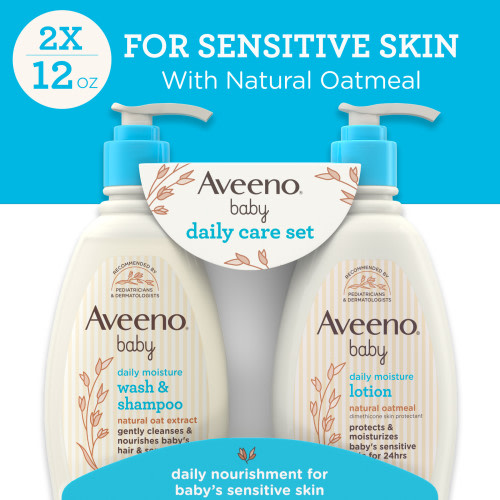 Aveeno Baby Daily Care Unisex Infant Gift Set, Baby Wash & Shampoo & Lotion, 2 Items