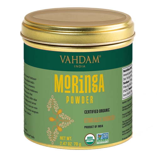 VAHDAM, Organic Moringa Powder (2.47oz/70g) 100% Raw, Gluten Free Moringa Leaf Powder (Moringa Oleifera) Perfect for Cooking, Smoothies, Lattes & Moringa Tea | Direct from Source
