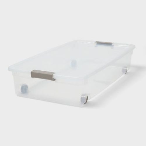 60qt Latching Clear Storage Box with Gray Latches - Brightroom™