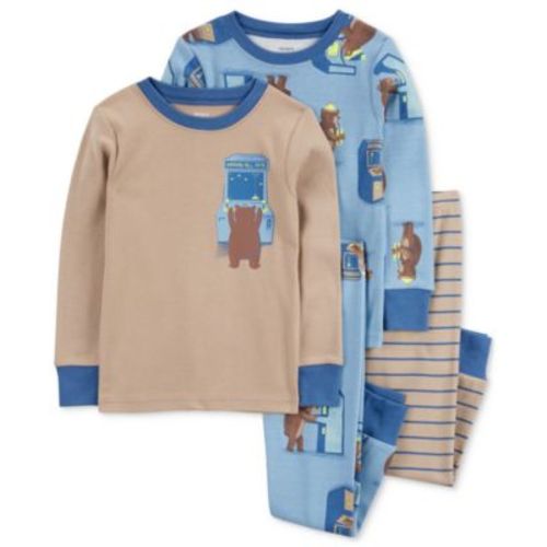 Toddler Boys Bear Gamer 100% Snug-Fit Cotton Pajamas, 4 Piece Set