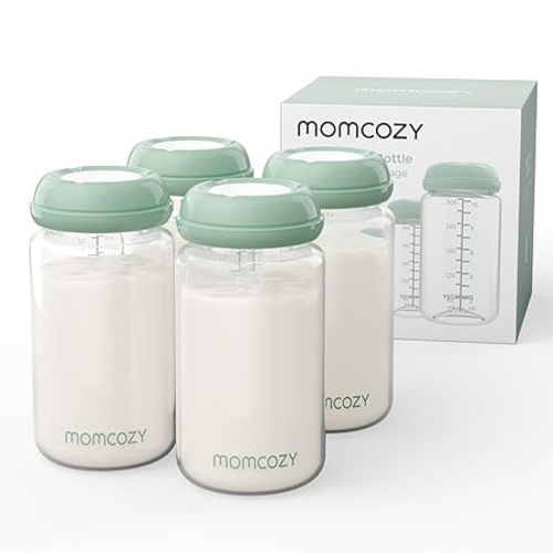 Momcozy Natural Baby Bottle, Wide-Neck, 10 oz, 4 pcs