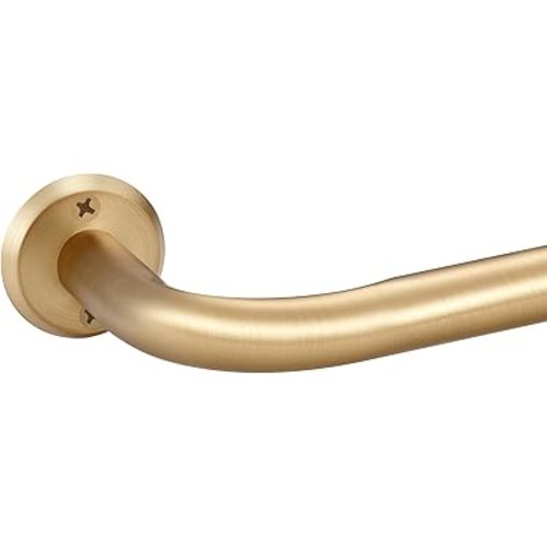 Curtain Rods for Windows, 28 to 116 Inches Wrap Around Heavy Duty Drapery Rod, 1" Wall Mounted Ceiling Mounted Curved Blackout Room Darkening Curtains Rod for Bedroom Kitchen Window, Brushed Gold