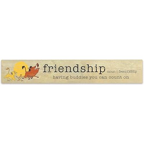 Open Road Brands Disney The Lion King Friendship Quote Wood Wall Decor - Cute Lion King Wall Art for Home Decorating
