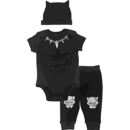 Marvel Black Panther Short Sleeve Bodysuit Hat Jogger Outfit Set (Infant)
