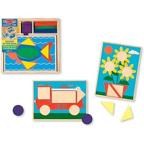 Melissa & Doug Beginner Wooden Pattern Blocks Educational Toy