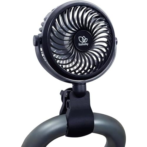 liuliuby Small Fan with Clip | Stroller Fan Clip On for Baby | Baby Fan for Stroller and Car Seat | Baby Stroller Fan Rechargeable with Clip | Small Clip On Fan for Bed, Treadmill, Peloton Bike