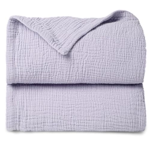 Lulu moon Muslin Quilt Blanket, Crib Blanket for Baby and Toddler,47x47 Inches(Purple)