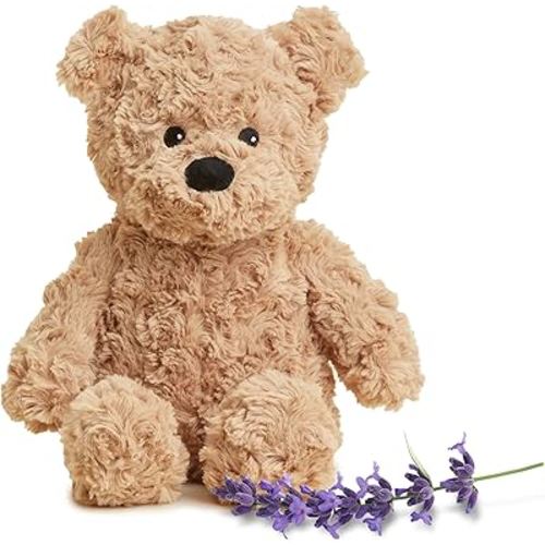 warmies Microwavable & Weighted Stuffed Animals, Brown Curly Bear - Heated Stuffed Animal Plushie for Warmth & Comfort - Cute Soft Plush Toys for Adults & Children (Boys, Girls, Babies & Toddlers)