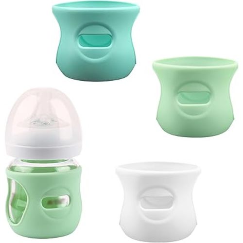 3 Pack Silicone Sleeves for Avent Natural Glass Baby Bottles, Anti Breakage Baby Bottle Holder, Compatible Philips Avent Glass Natural Baby Bottle 4 oz, BPA Free