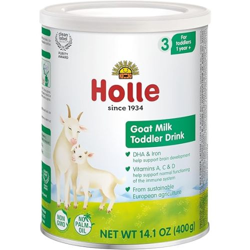 Holle Organic Goat Milk Toddler Drink – Non-GMO, Clean Label, A2 Protein Formula for Kids 12–36 Months – European Sourced, 14 oz