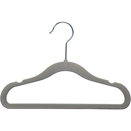 Amazon Basics Kids Velvet, Non-Slip Clothes Hangers, 11", Pack of 50, Gray - 50-Pack