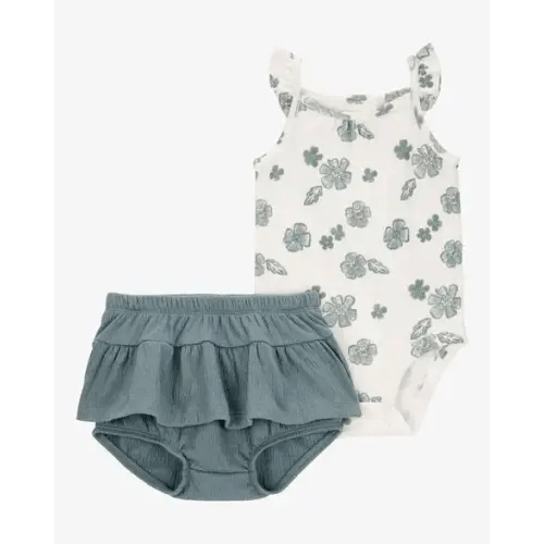 Baby 2-Piece Flutter-Sleeve Floral Bodysuit & Short Set - Carter's | Carter's