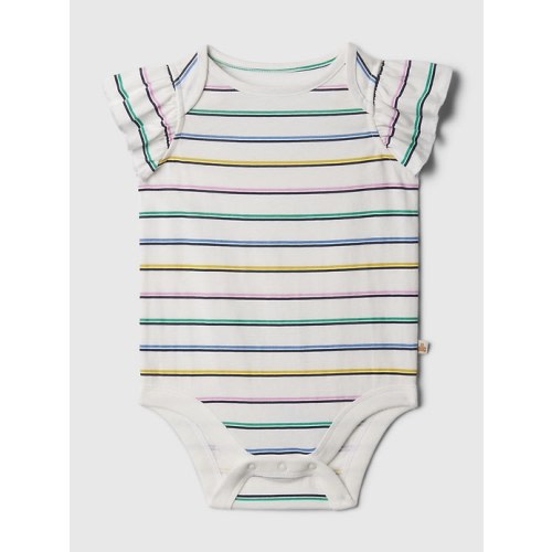 babyGap Mix and Match Ruffle Bodysuit in white multi stripe, size: 6-12 M