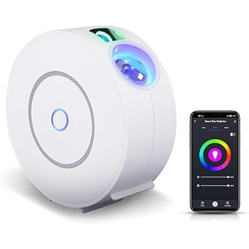 Smart Galaxy Star Projector, LED Nebula Ceiling Night Light with App & Voice Control, Perfect for Gaming Rooms, Bedrooms, Home Theater, and Camp Tent, Stunning Starry Sky Effect (White)