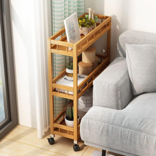 Amgo Bamboo 3-Tier Shelf with Wheel– Mobile Kitchen and Storage Organizer | Wayfair