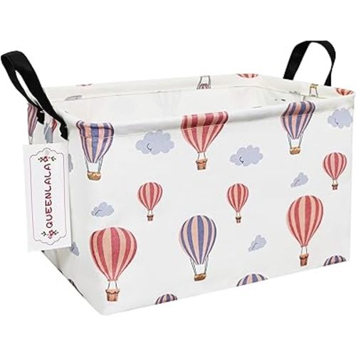 QUEENLALA Rectangular Laundry Hamper/Foldable Nursery Laundry Basket for Organizing/Storage Bin Baskets/Children Toy Office Bedroom/Toy Bin Closet Shelf Baskets(Rec-Color Balloon)
