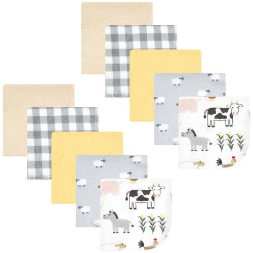 Hudson Baby Flannel Cotton Washcloths, Cute Farm 10 Pack, One Size