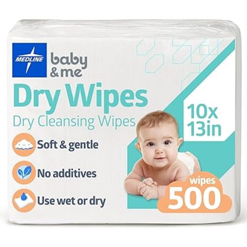 Medline Babysoft For Sensitive Skin Disposable Dry Cleansing Cloths, (Case of 500)