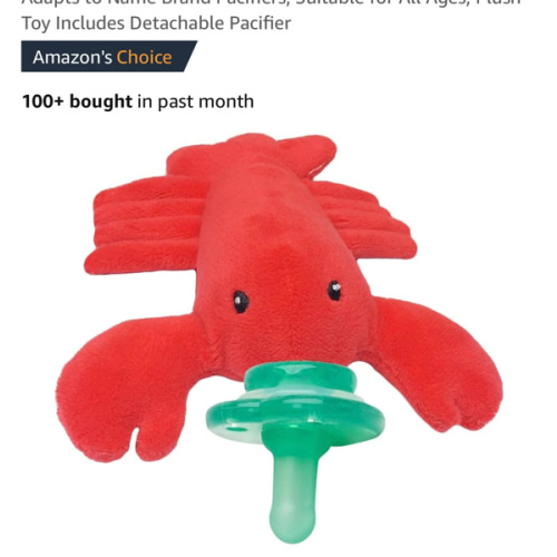 Nookums Paci-Plushies Buddies - Lobster Pacifier Holder - Adapts to Name Brand Pacifiers, Suitable for All Ages, Plush Toy Includes Detachable Pacifier