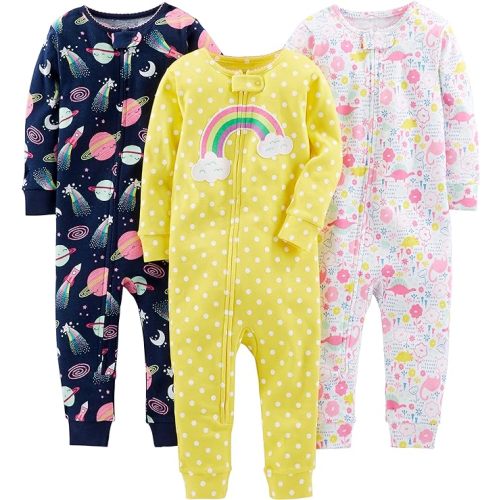Simple Joys by Carter's Girls' 3-Pack Snug Fit Footless Cotton Pajamas