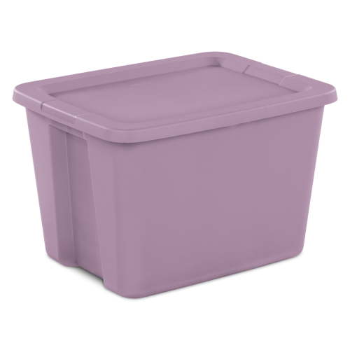 Sterilite Large Storage Bin, 18 Gallon Plastic Storage Container with Snap-On Lid, Purple